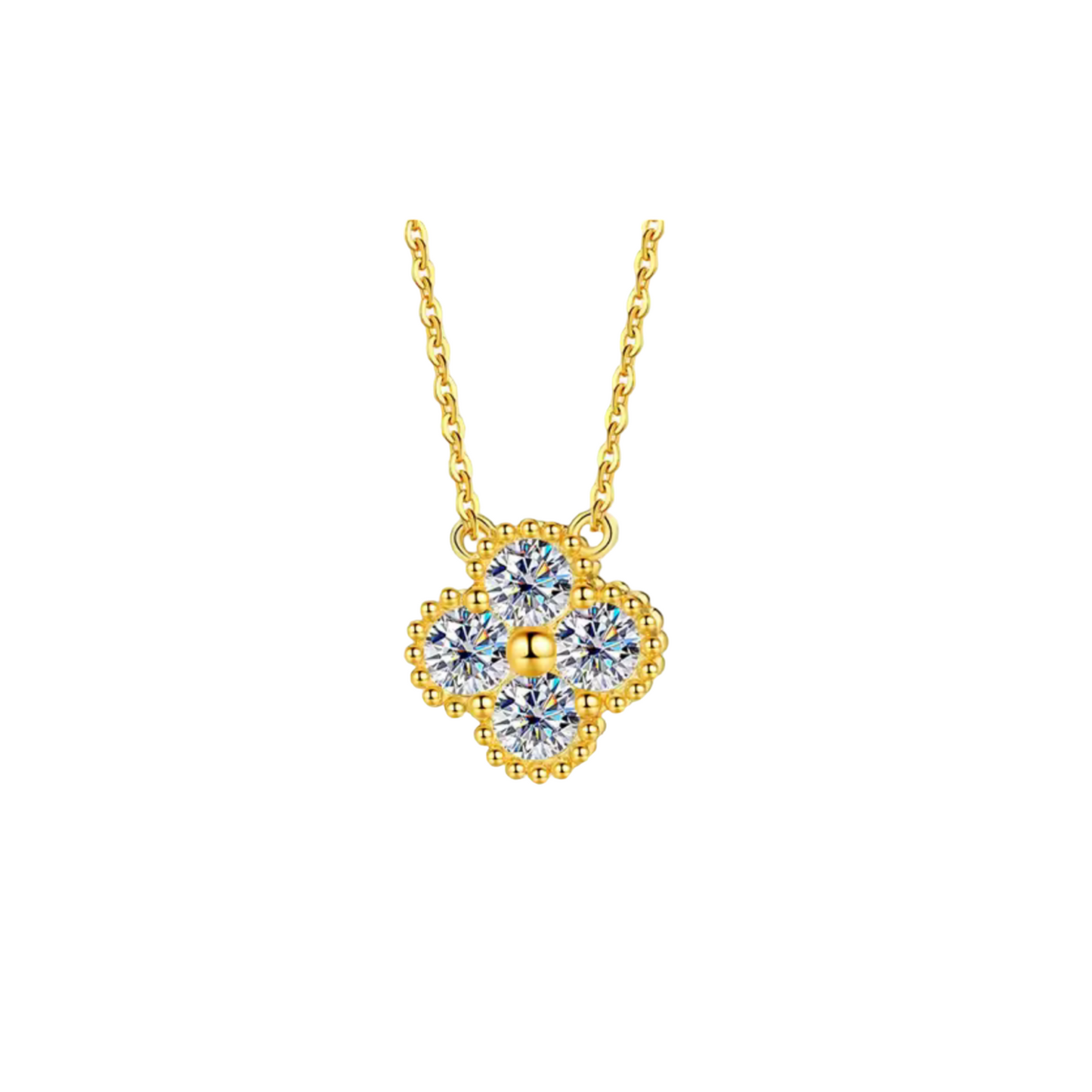 Moissanite Clover Four Leaf Pendant Necklace