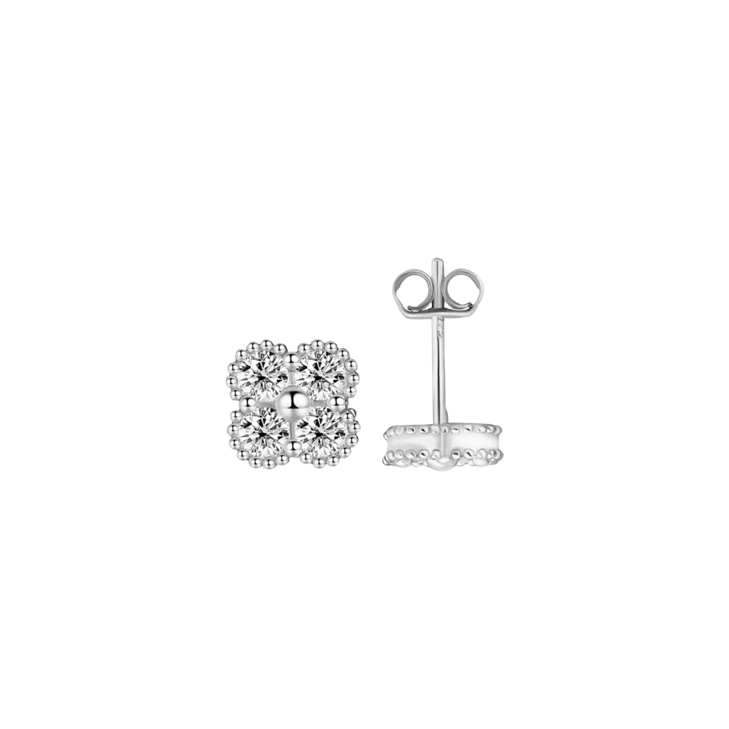Moissanite Four Leaf Clover Studs