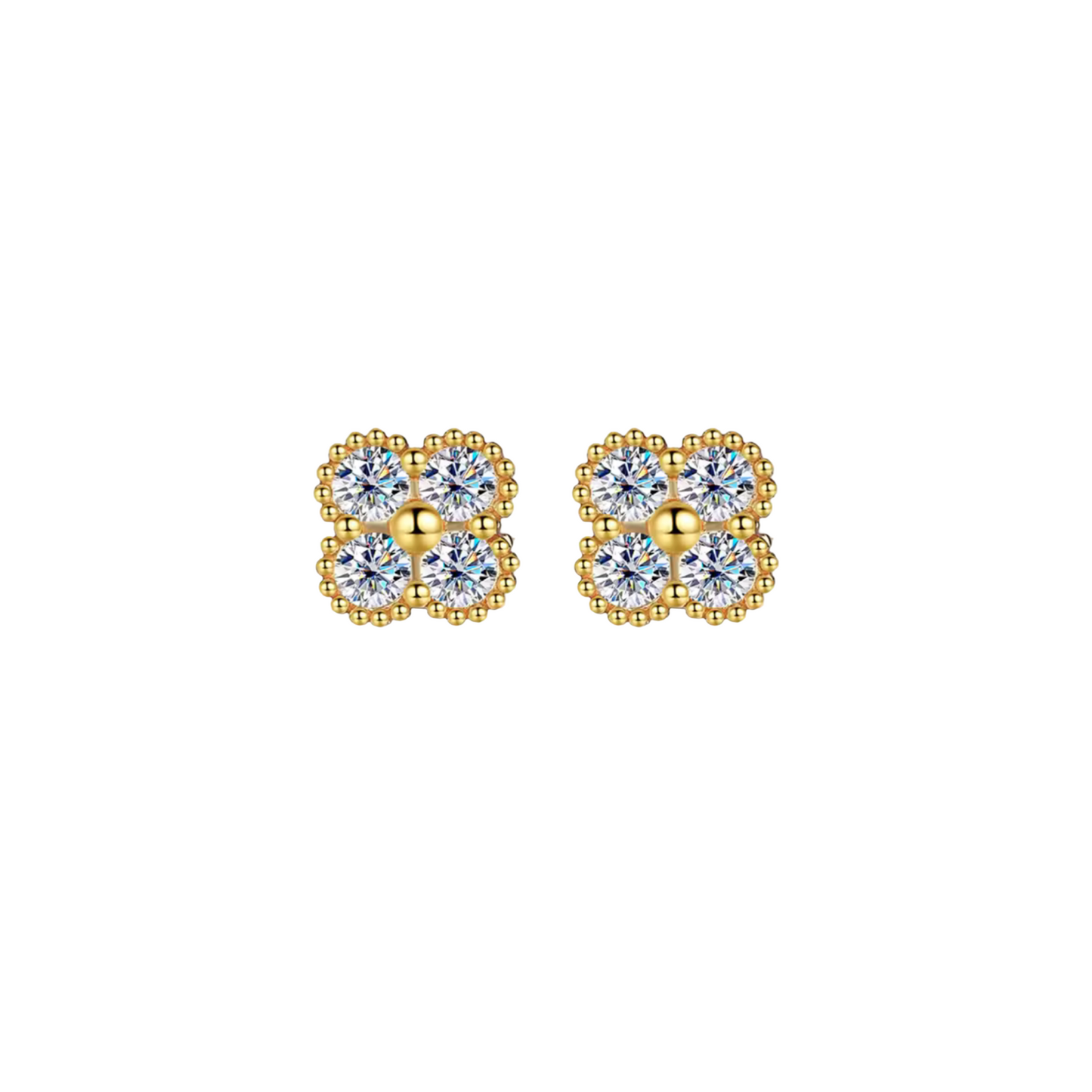 Moissanite Four Leaf Clover Studs
