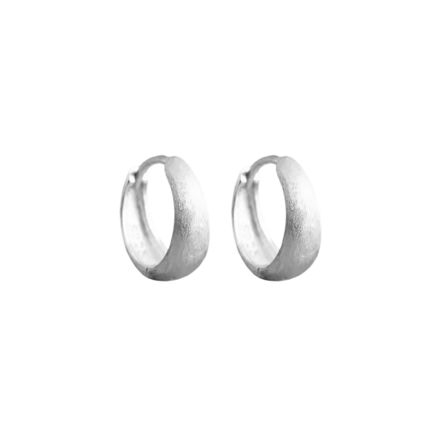 Wide Huggie Hoop Brushed Earrings