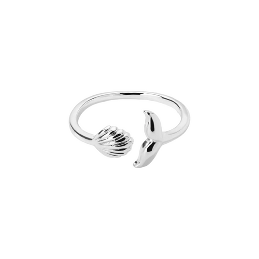 Whale Tail & Shell Adjustable Ring
