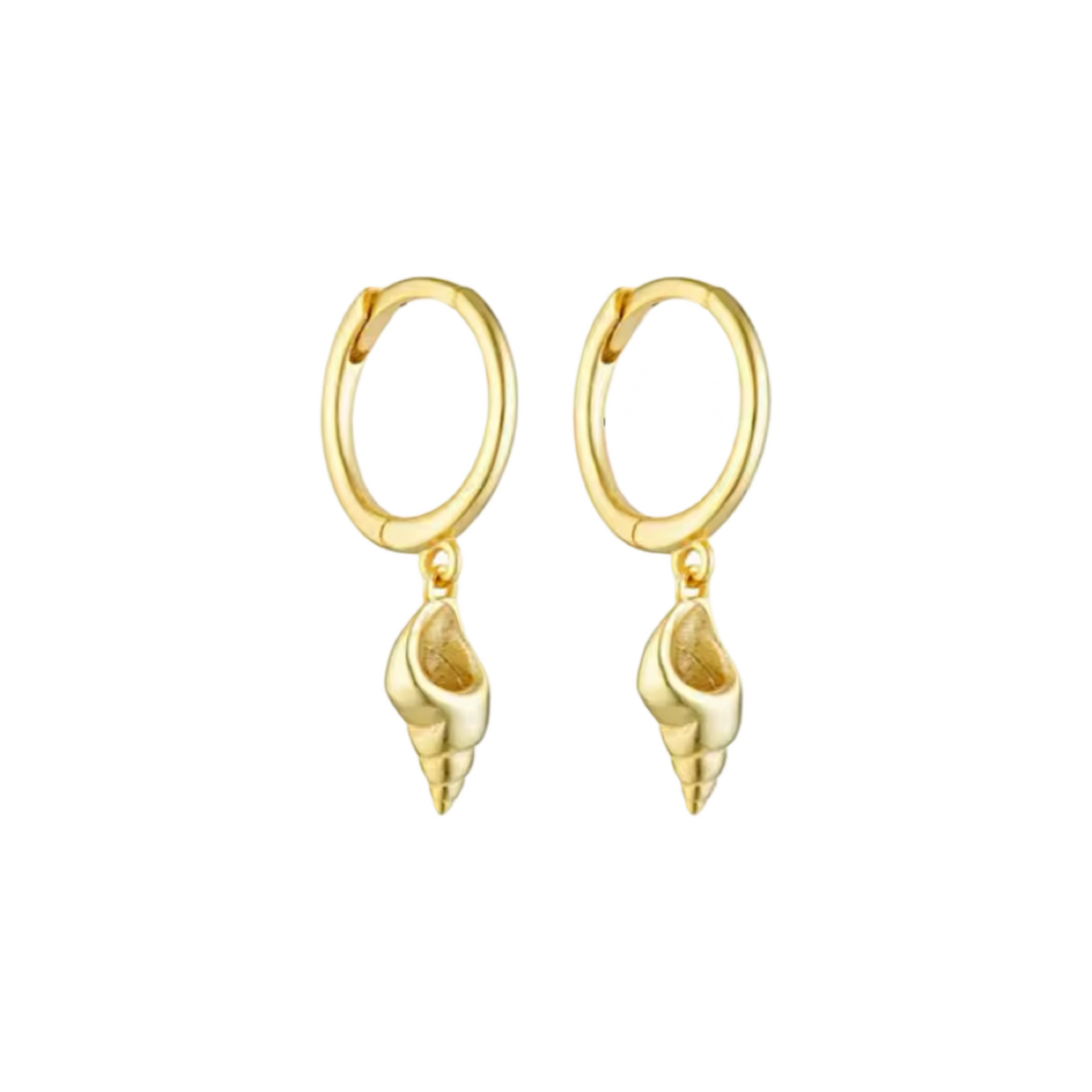 Ocean Shell Pendant Hoop Huggie Earrings