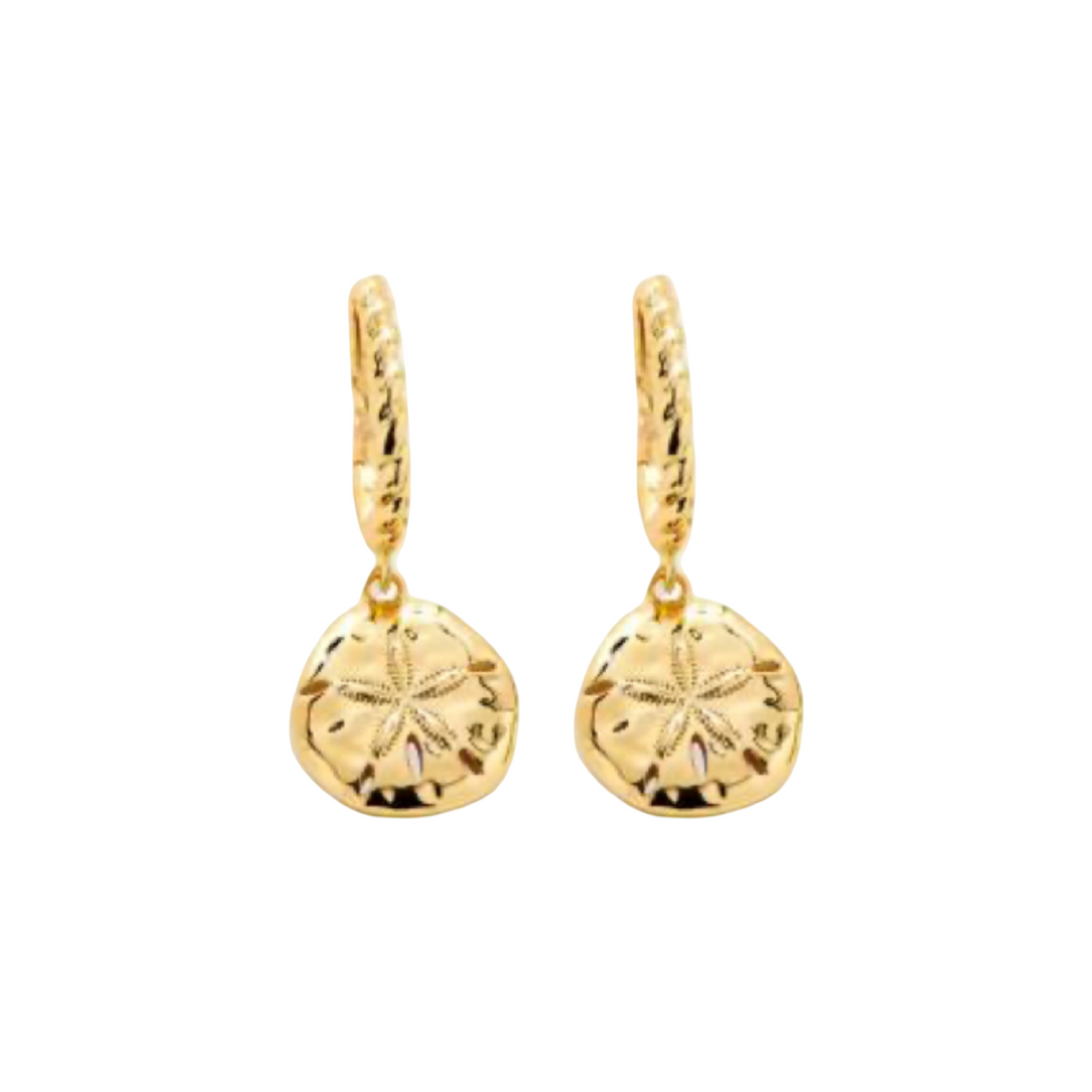 Sand Dollar Pendant Hoop Earrings