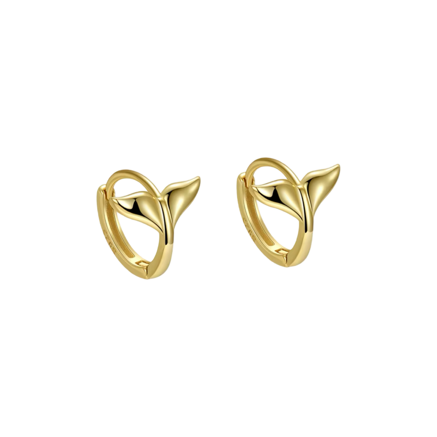 Whale Tail Hoop Huggies Earrings