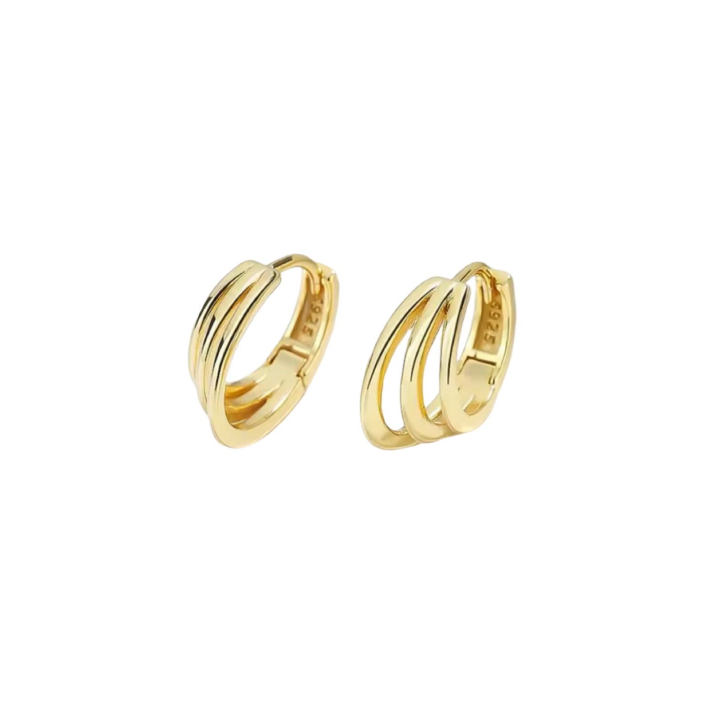Triple Layer Hoop Earrings Gold