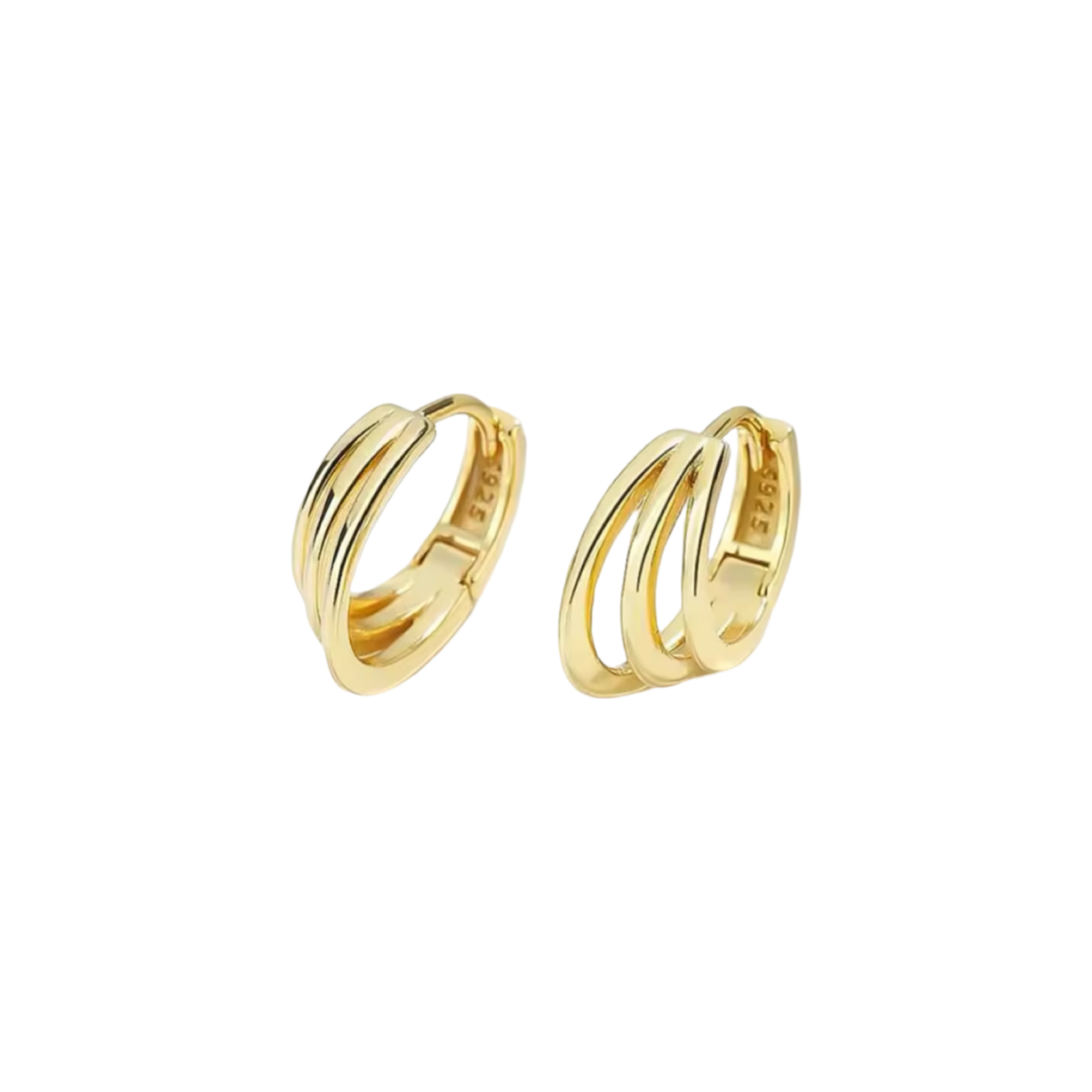 Triple Layer Hoop Earrings Gold