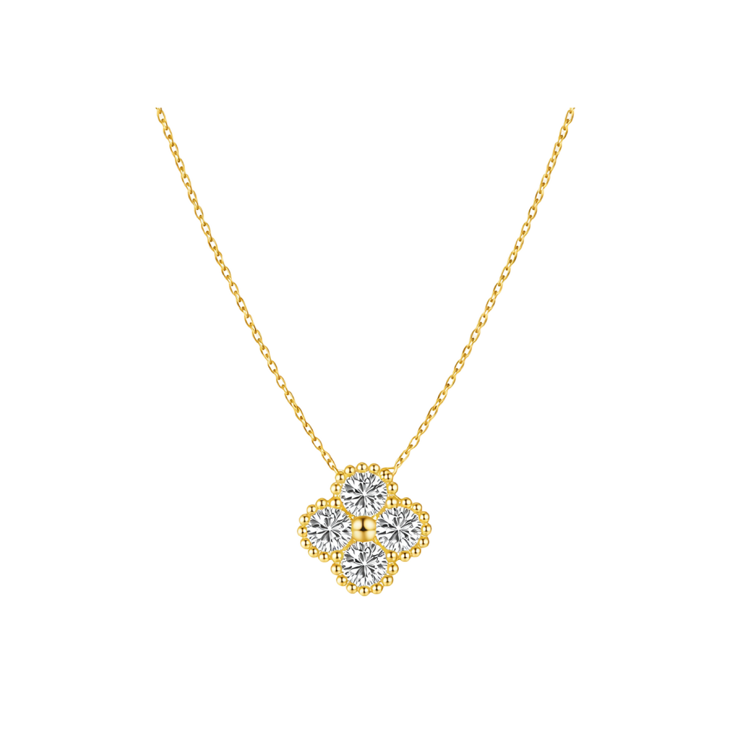 Moissanite Clover Four Leaf Pendant Necklace