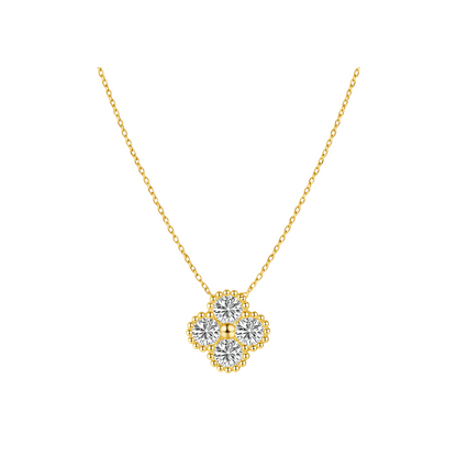 Moissanite Clover Four Leaf Pendant Necklace