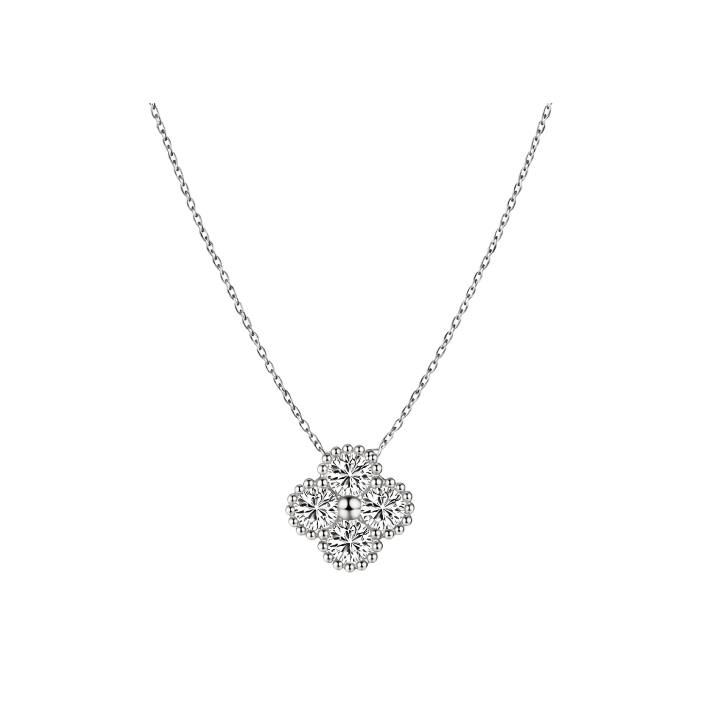 Moissanite Clover Four Leaf Pendant Necklace