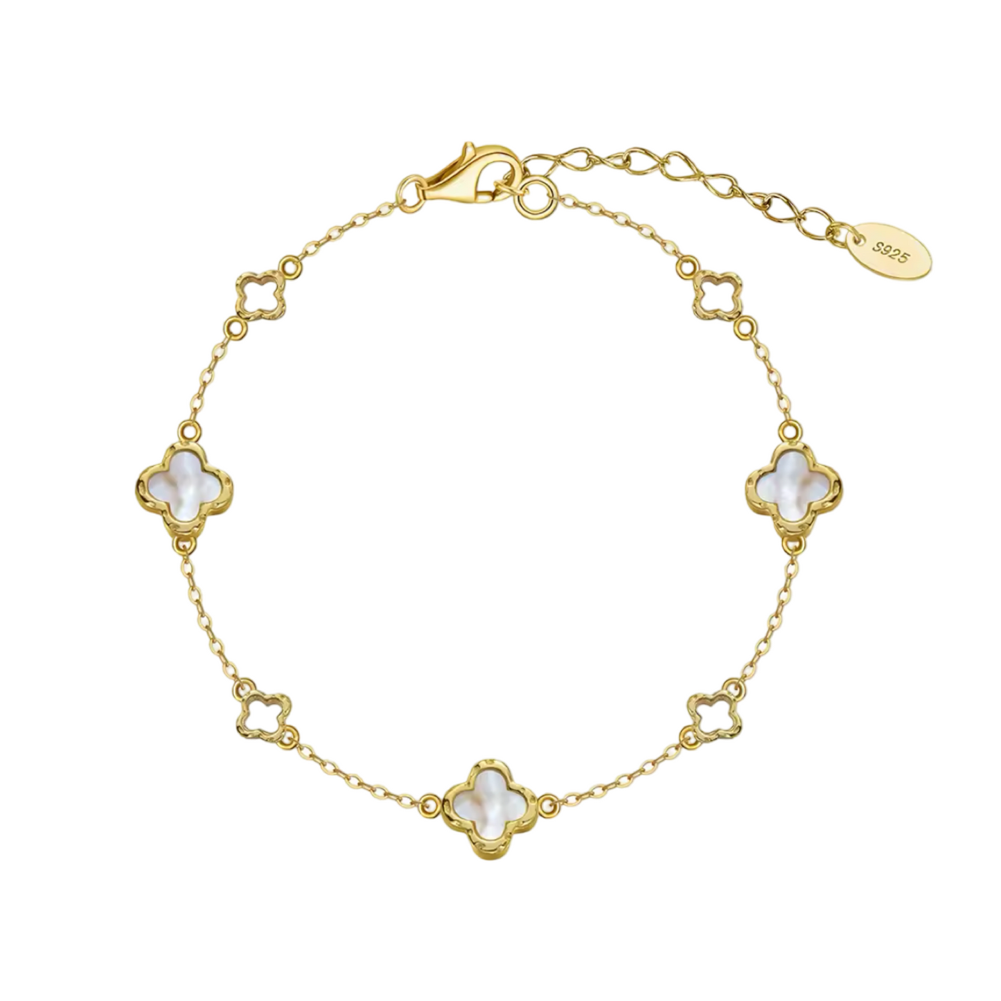 Flower Clover Bracelet Sterling Silver 925 14k Gold