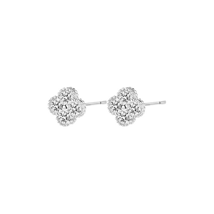 Moissanite Four Leaf Clover Studs