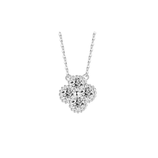 Moissanite Clover Four Leaf Pendant Necklace