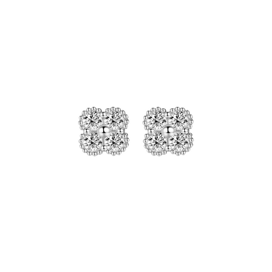 Moissanite Four Leaf Clover Studs