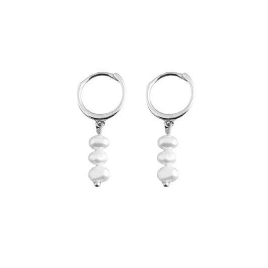 Freshwater Pearl Drop Hoop Earrings
