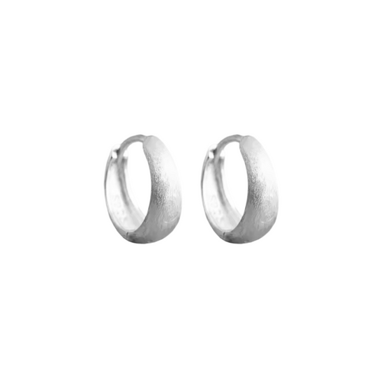 Wide Huggie Hoop Brushed Earrings