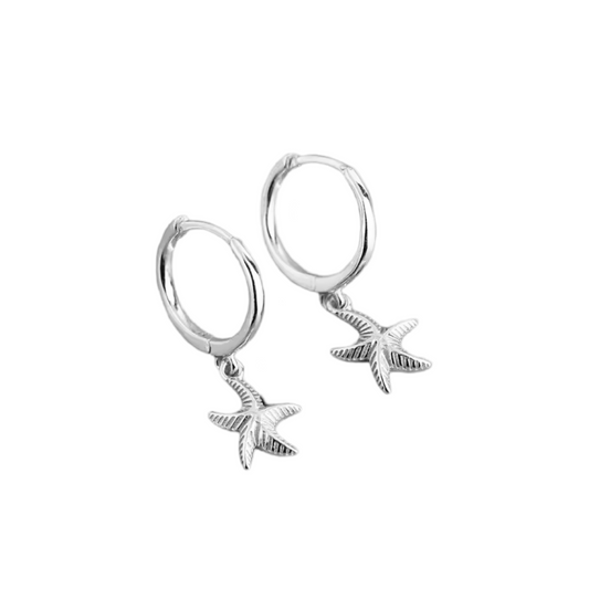 Starfish Pendant Huggie Hoop Earrings