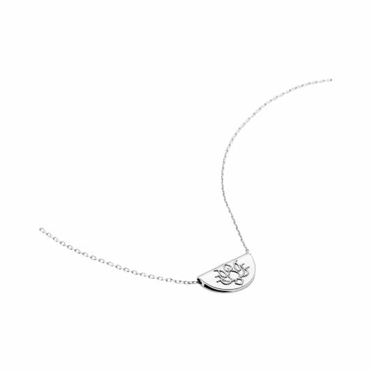 Lotus Half Moon Necklace