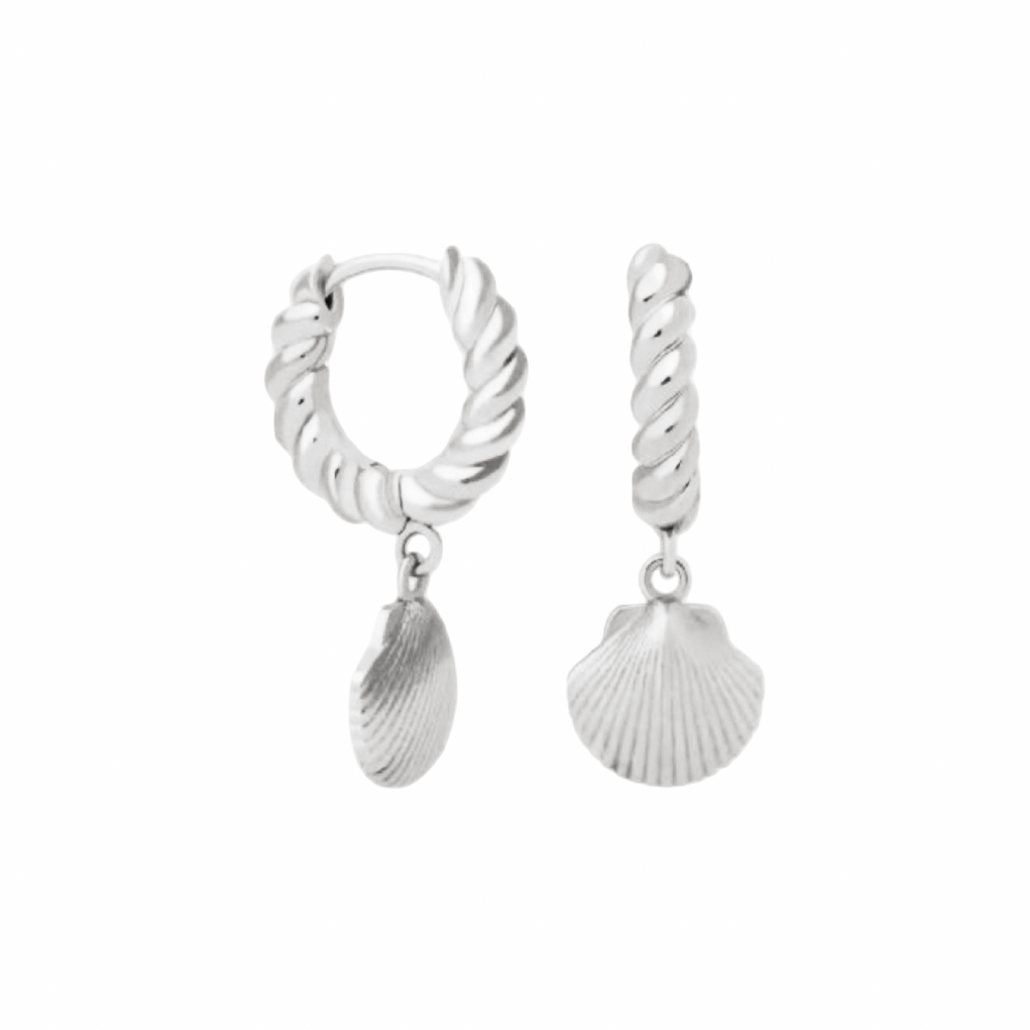 Twisted Hoop Scallop Shell Earrings