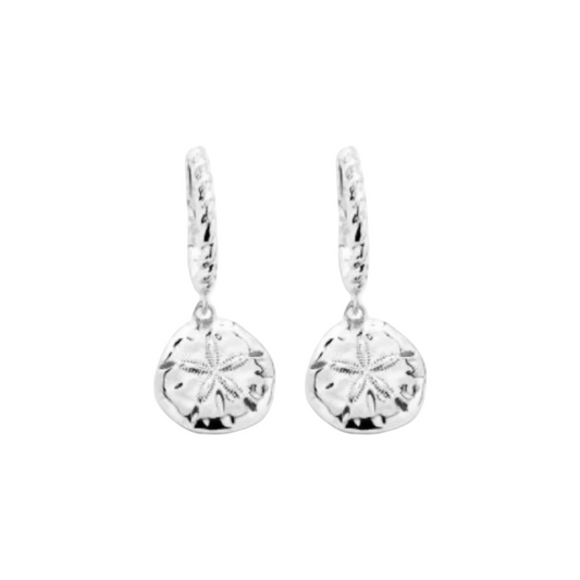 Sand Dollar Pendant Hoop Earrings