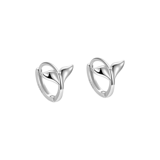 Whale Tail Hoop Huggies Earrings