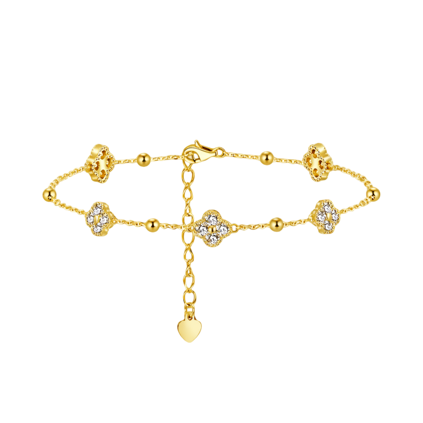 Moissanite Clover Beaded Bracelet