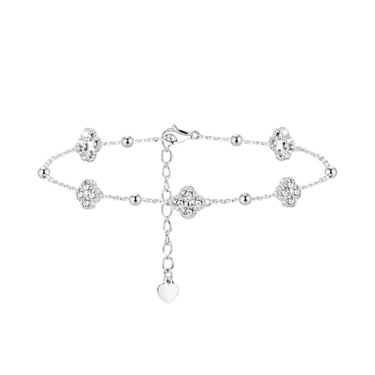 Moissanite Clover Beaded Bracelet