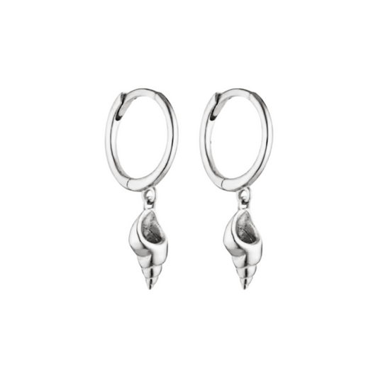 Ocean Shell Pendant Hoop Huggie Earrings