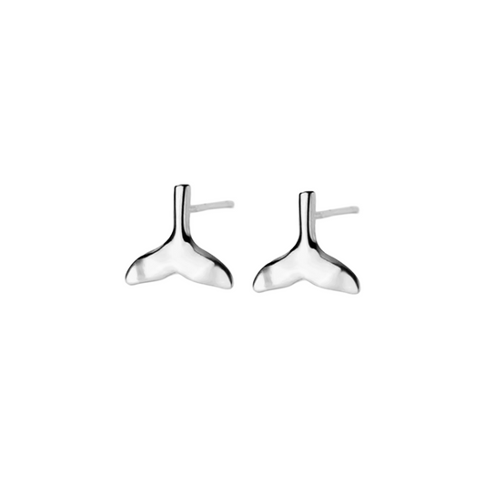 Whale Tail Stud Earrings Sterling Silver 925