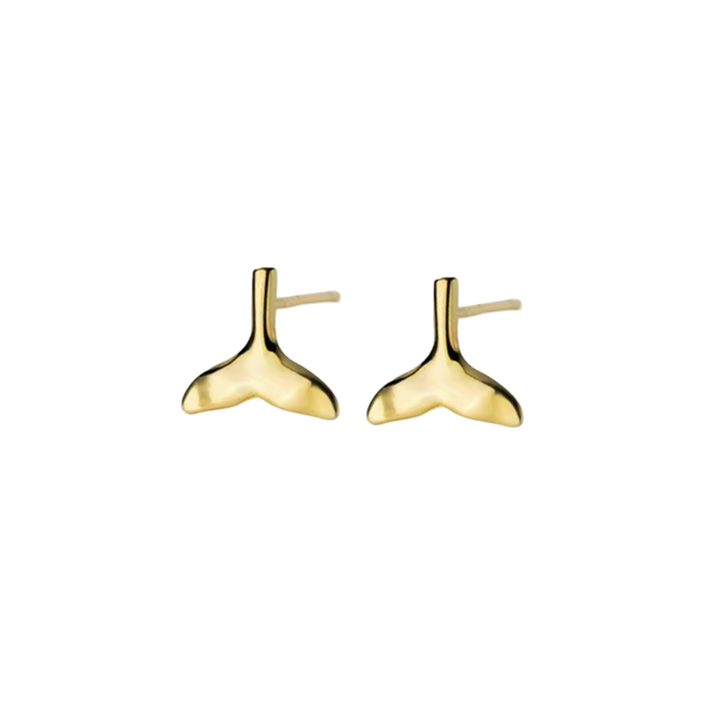 Whale Tail Stud Earrings Sterling Silver 925 Gold